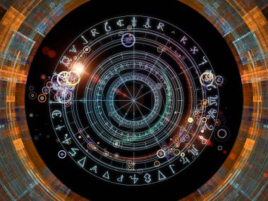 Arka plan tasarımı fraktal öğeleri, kutsal sembolleri ve Tasavvuf, gizli, Astroloji ve manevi konuda daireler. Kutsal daireler serisi.