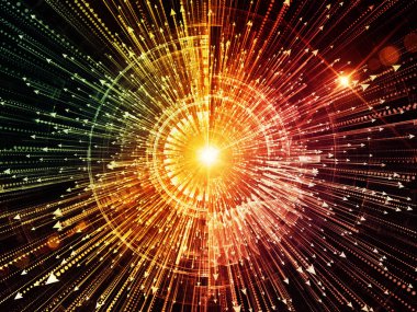 Bilgi patlama serisi. Oklar ve fraktal öğeleri bilim, bilgi teknoloji ve eğitim konusunda patlama bileşimi