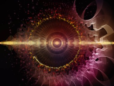 Dalga fonksiyonu serisi. Renkli sinüs titreşimler kompozisyon, ışık ve fraktal öğeleri ses ekolayzer, konu üzerinde müzik spektrum ve kuantum olasılık