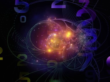 Matematik gerçeklik serisi. Arka plan tasarımı numaraları, ışıklar ve Fraktal desenleri konu, matematik, eğitim ve bilim