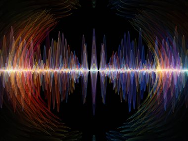 Dalga fonksiyonu serisi. Zemin renkli sinüs titreşimler, ışık ve ses ekolayzer, müzik konusunda tasarımlar tamamlayacak fraktal öğeleri spektrum ve kuantum olasılık