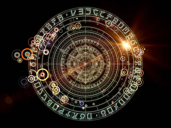 Conception Éléments Fractaux Symboles Sacrés Cercles Sur Thème Mysticisme Occultisme — Photo