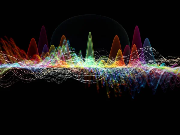 Серія Хвильових Функцій Взаємодія Кольорових Синусоїдних Коливань Світлових Фрактальних Елементів — стокове фото