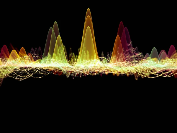 Wave Function series. Abstract design made of colored sine vibrations, light and fractal elements on the subject of sound equalizer, music spectrum and  quantum probability