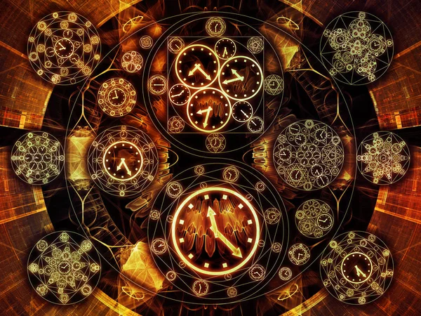 Koła Serii Czas Projekt Tło Zegar Symboli Elementy Fraktal Temat — Zdjęcie stockowe