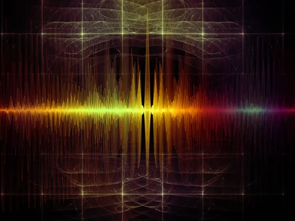 Wave Function series. Backdrop composed of colored sine vibrations, light and fractal elements for use in the projects on sound equalizer, music spectrum and  quantum probability