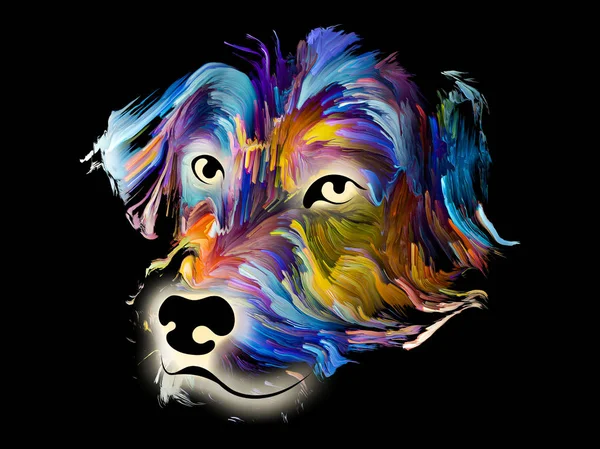 Speed painting of a pet on black background on subject of love, friendship, faithfulness, companionship between dog and man. God bless animals series.
