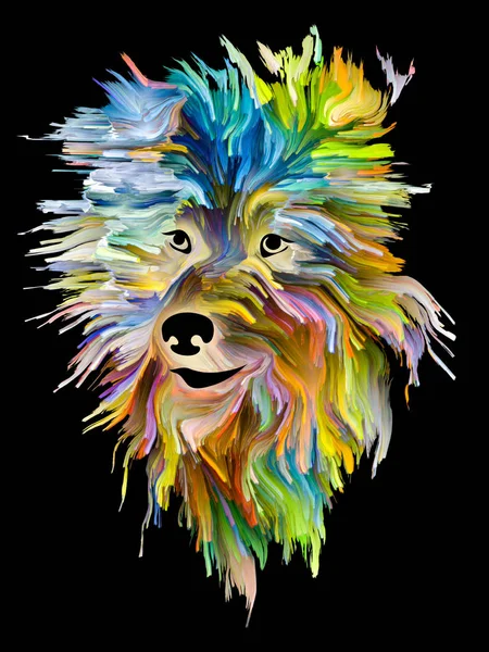 Målning Hund Porträtt Svart Bakgrund Föremål För Kärlek Vänskap Trofasthet — Stockfoto
