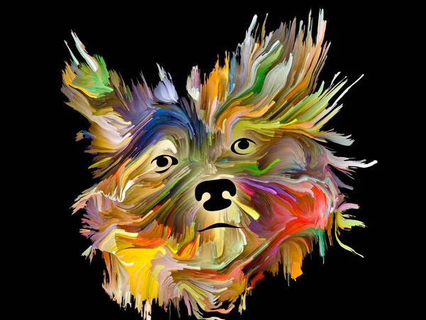 Hund Ansiktsmålning Svart Bakgrund Föremål För Kärlek Vänskap Trofasthet Kamratskap — Stockfoto