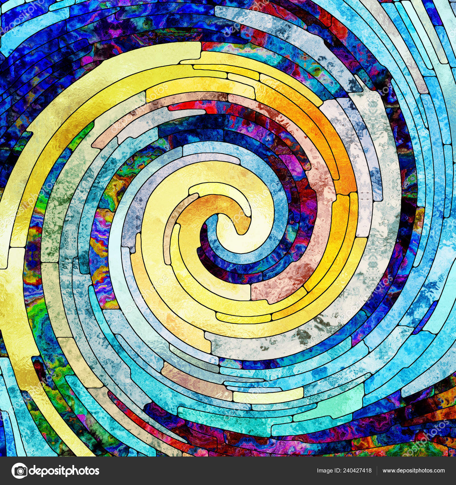 Spiral Twirl Series Design Composed Stained Glass Swirl Pattern Color