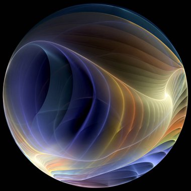 Canlı Fraktal Geometri serisi. Hacim 3 boyutlu fraktal parçacığın kompozisyonu hayal gücü, yaratıcılık sanatı ve tasarım konularında siyah üzerine izole edilmiştir.