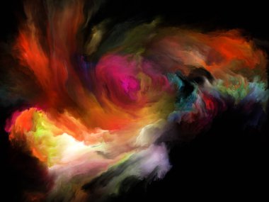 Renk Akımı serisi. Müzik, yaratıcılık, hayal gücü, sanat ve tasarım konularındaki dijital boya akışlarının kompozisyonu