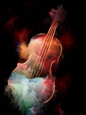 Müzik rüya serisi. Müzik aletleri, melodi, ses, performans sanat ve yaratıcılık bu konuda keman ve soyut renkli boya soyut tasarım yapılmış