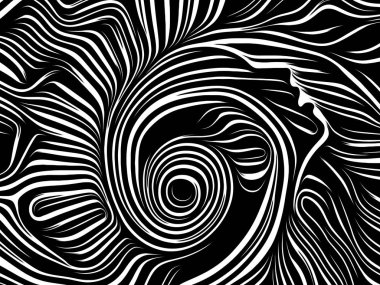 İç geometri serisi. İnsan insan ruhunun, iç tiyatro, sanat, şiir ve Maneviyat konusunda bir metafor olarak geleneksel gravür tarzda işlenen yüzü oluşan tasarım