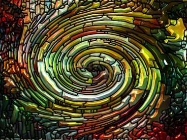 Spiral burgu serisi. Vitray girdap desen, renkli tasarım, yaratıcılık, sanat ve hayal gücü bu konuda renk parçalarının düzenlenmesi