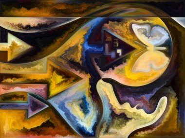 İç doku serisi. İnsan yüzü, renkler, Organik dokular, eğriler iç dünya, zihin, Doğa ve yaratıcılık konusunda akan düzenlenmesi