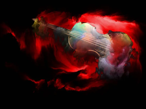 音乐梦系列 小提琴与抽象色彩绘画的构图与乐器 表演艺术和创造力的隐喻关系 — 图库照片