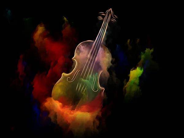 音乐梦系列 抽象背景的小提琴和抽象的彩色油漆用于乐器 表演艺术和创造力项目 — 图库照片