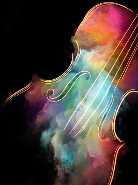 Music Dream series. Artistic abstraction composed of violin and abstract colorful paint on the subject of musical instruments, melody, sound, performance arts and creativity