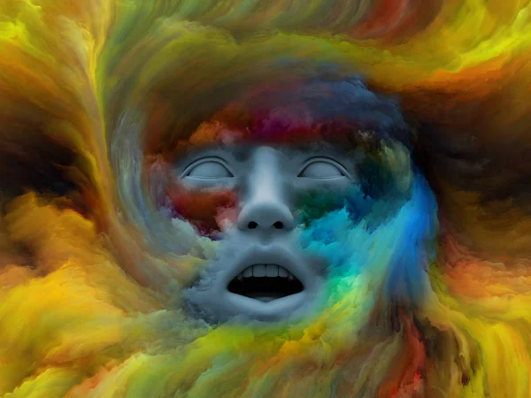 Серия Игр Mind Fog Рендеринг Человеческого Лица Морфованный Фрактальной Краской — стоковое фото