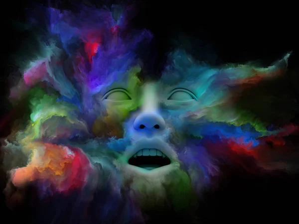 Sinne Dimma Serien Rendering Mänskligt Ansikte Förvandlats Med Fractal Färg — Stockfoto