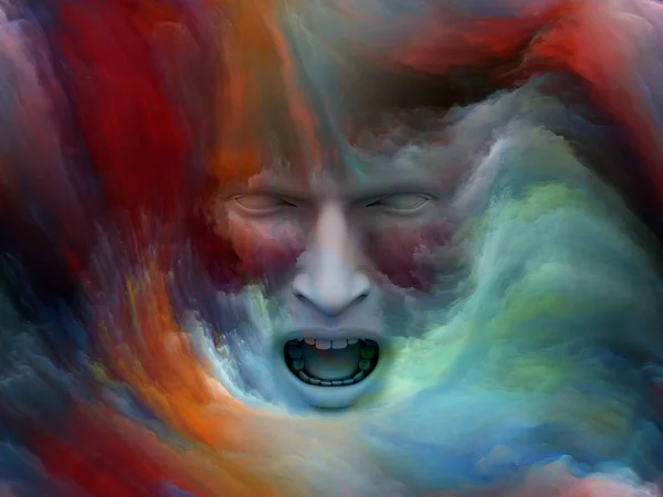Mind Fog Series Illustration Made Human Head Morphed Fractal Paint — Stock Photo, Image