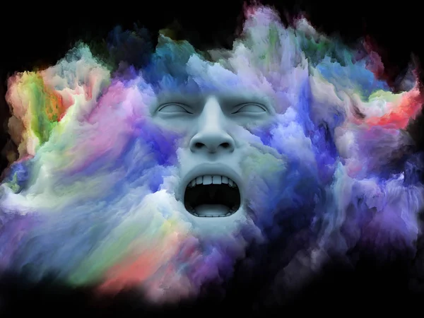 Серія Mind Fog Ілюстрація Складається Людського Обличчя Морфована Фрактальною Фарбою — стокове фото