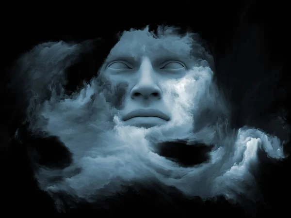 霧シリーズを気に プロジェクト内部に関連する世界 創造性 想像力と人間の心の背景としてフラクタル ペイントで変身した人間の顔の イラスト — ストック写真