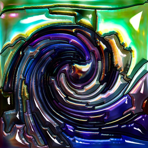 Spiral Twirl Series Artistic Abstraction Composed Stained Glass Swirl Pattern — Stock Photo, Image