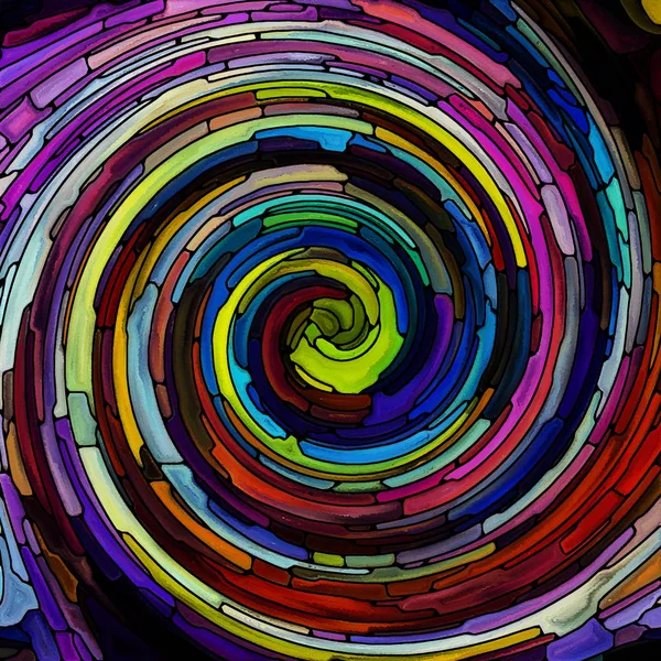 Serie Espiral Twirl Composición Del Patrón Remolino Vidrieras Fragmentos Color —  Fotos de Stock