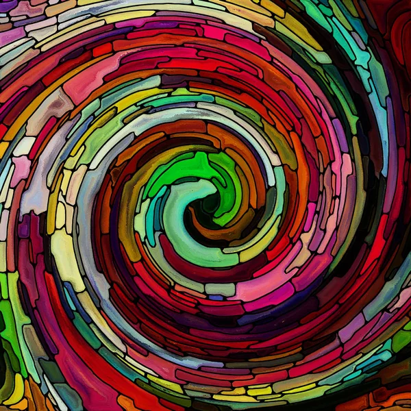 Spiral Twirl Series Creative Arrangement Stained Glass Swirl Pattern Color — Stock Photo, Image