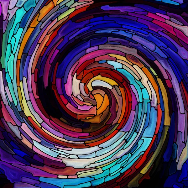 Serie Espiral Twirl Fondo Vidrieras Patrón Remolino Fragmentos Color Para —  Fotos de Stock