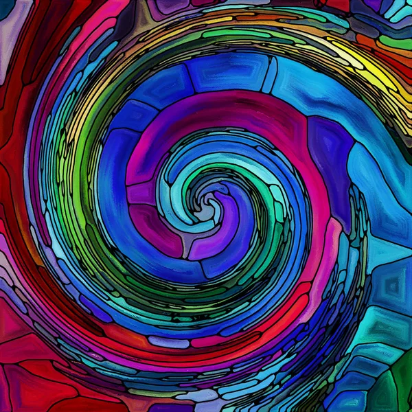 螺旋旋转系列 视觉上有吸引力的背景由彩色玻璃漩涡图案的颜色碎片适合在五颜六色的设计 艺术和想象力的布局 — 图库照片