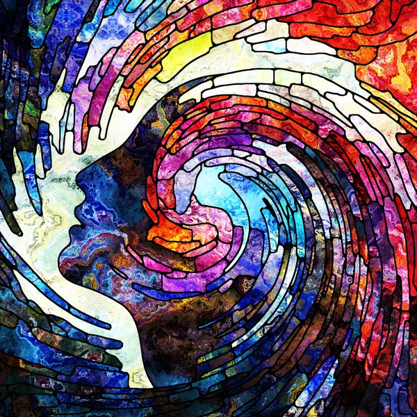 Spiral Twirl Series Visually Attractive Backdrop Made Stained Glass Swirl — Stock Photo, Image