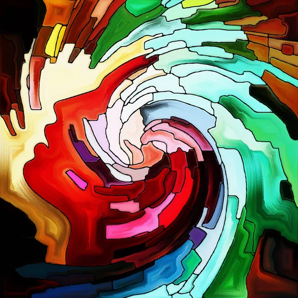 Serie Espiral Twirl Interacción Del Patrón Remolino Vidrieras Fragmentos Color —  Fotos de Stock