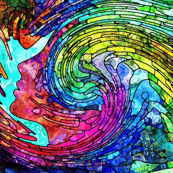 Serie Espiral Twirl Diseño Abstracto Hecho Patrón Remolino Vidrieras Fragmentos — Foto de Stock