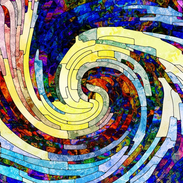 Serie Espiral Twirl Diseño Compuesto Vidrio Colores Patrón Remolino Fragmentos — Foto de Stock