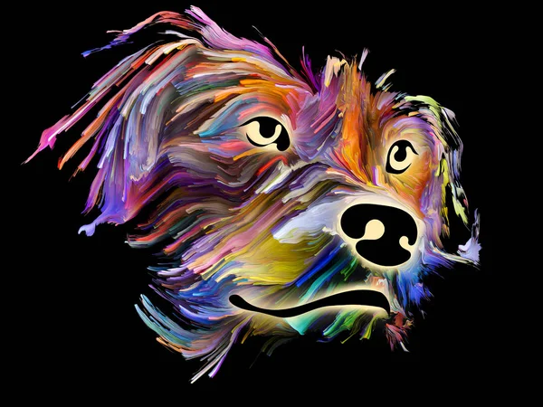 Ψηφιακό Πορτραίτο Σκύλου Χρώματα Digital Oil Μαύρο Φόντο Θέμα Την — Φωτογραφία Αρχείου