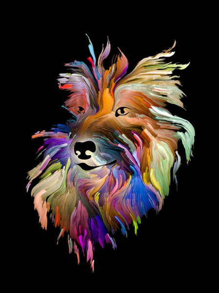 Speed painting of a dog on black background on subject of love, friendship, faithfulness, companionship between dog and man. God bless animals series.