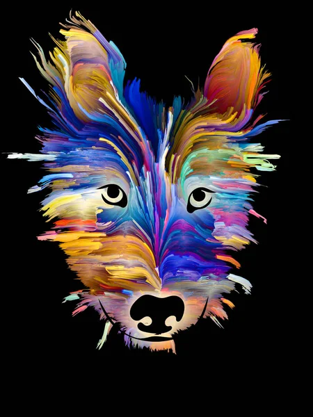 Speed painting of a pet on black background on subject of love, friendship, faithfulness, companionship between dog and man. Animals go to heaven series.