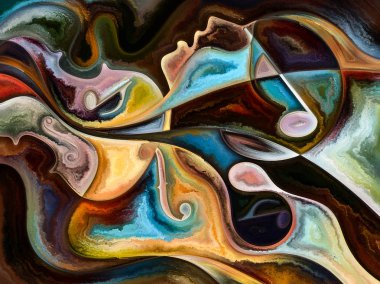 İnsan doku serisi. İnsan yüzü, zengin renkler, Organik dokular, eğriler iç dünya, zihin, ruh ve doğa konusundaki akan arka plan kompozisyonu