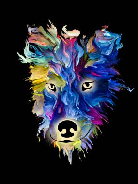 Evde beslenen hayvan portre sevgi, arkadaşlık, bağlılık, köpek ve insan arasında arkadaşlık konusu üzerinde siyah arka plan üzerine parlak renklerde. Tanrı korusun hayvan serisi.