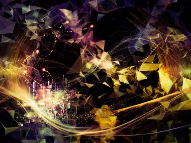 Dijital Rüyalar serisi. Bilim, eğitim, bilgisayarlar ve modern teknoloji konularında sanal görselleştirme bileşenleriyle teknoloji arka planının düzenlenmesi