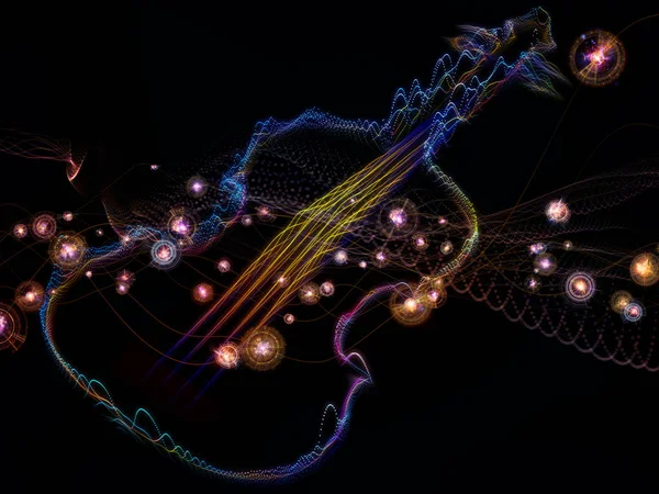 Digital Dreams series. Composition of guitar  with virtual sound visualization components  on the subject of music, art, computers and entertainment