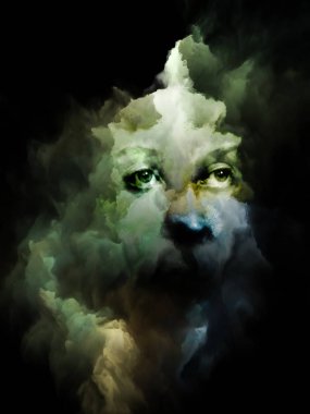 Soul gölge serisi. Kadın yüzü gerçeküstü portre renkli fraktal Bulutsusu doku Düşler, kabuslar, hayal gücü, ruh sağlığı, yaratıcılık ve insan aklının konu ile erimiş