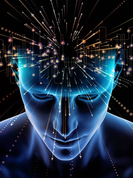 Elements Mind Series Illustration Human Head Symbols Technology Subject Science — Stock Photo, Image