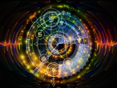 Astral kızdırma serisi. Kutsal Geometri çizgiler, Astroloji sembolleri ve ışıklar, maneviyat, büyü ve Tasavvuf konuda kompozisyon