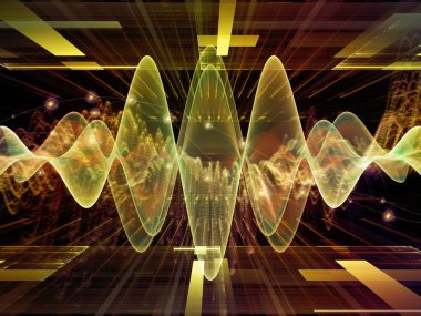 Dalga fonksiyonu serisi. Soyut renkli sinüs titreşimler, ışık ve ses ekolayzer, müzik konusunda fraktal öğeleri yapılmış tasarım spektrum ve kuantum olasılık