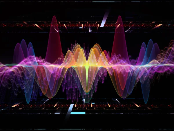 Seria Funkcji Falowych Projekt Złożony Kolorowych Wibracji Sinusoidalnych Elementów Świetlnych — Zdjęcie stockowe