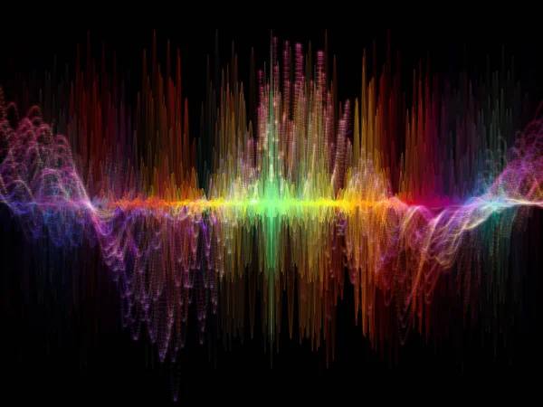 Wave Function series. Backdrop composed of colored sine vibrations, light and fractal elements and suitable for use in the projects on sound equalizer, music spectrum and  quantum probability